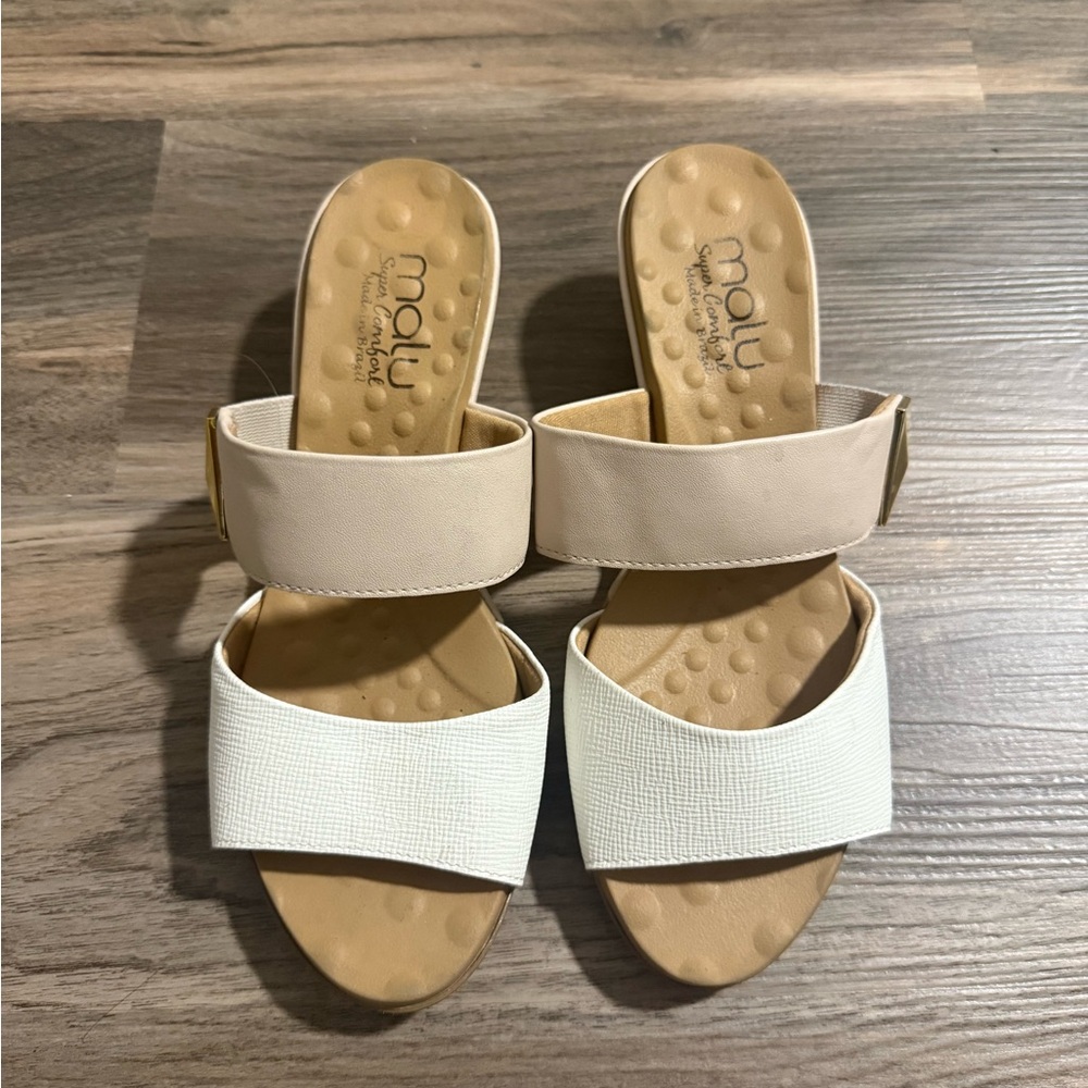 Malu Beige and White Women's Wedges